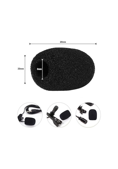 Mini Yaka Mikrofonu İçin Sünger - 10 Adet (30mm x 23mm x 8mm) Mini Yaka Mikrofonu İçin Sünger - 10 Adet (30mm x 23mm x 8mm)