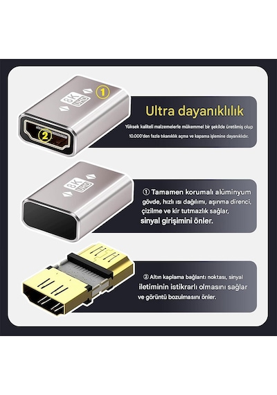 8k Hdmı Dişi - Dişi Adaptör Hdmı 2.1 Hdmi Konnektör Uzatıcı 8k/4k 60hz Uhd