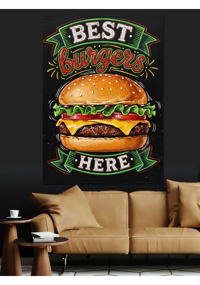 Ahşap Tablo En İyi Burger Reklamı