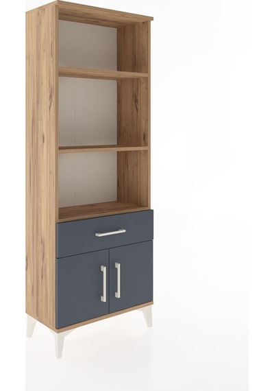 Arges Dolap 3 Raflı Tek Çekmeceli 2 Kapaklı 60x30x163 Çam-antrasit Atlas Çam