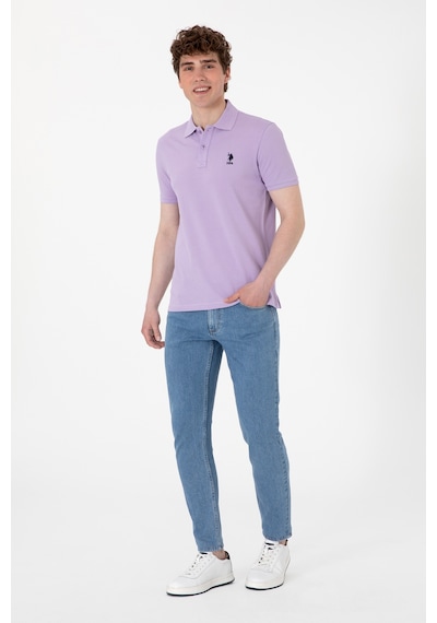 U.S. Polo Assn. Erkek Slim Fit Polo Yaka Lila Basic Tişört 50307699-VR034