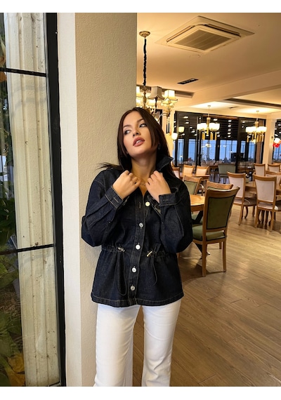 Keymoda Kadın Kot Gömlek Lacivert Lacivert
