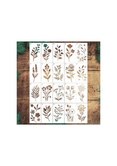 Kk Swords Stencil Tasarım F229, 20 Li Çiçek Stencil Set71 Duvar, Ahşap. Pasta V.b Dekoratif Boyama Şablonu