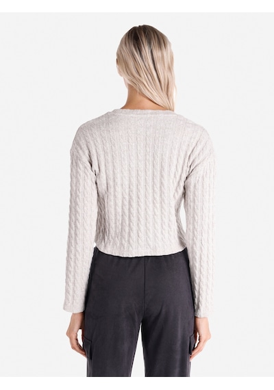 Colin's Colins Regular Fit Crop Gri Kadın Uzun Kol Tişört Cl1065928 Bej