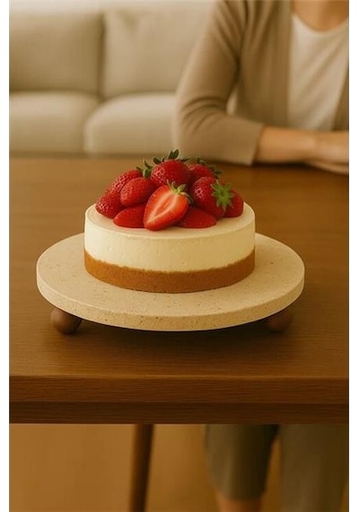 Akayev Traverten 30 Cm Ahşap Boncuk Ayaklı Sunumluk Çok Renkli