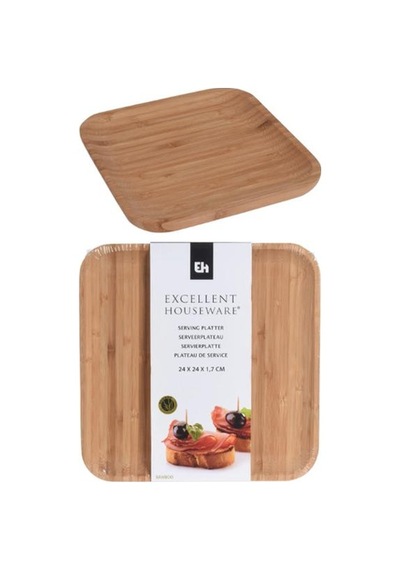 Excellent Houseware Kare Sunum Tahtası - 17x17 Cm Bej