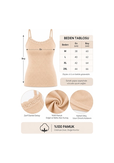 Westicgiyim Kadın Pamuklu İp Askılı Dantelli Atlet 6 Lı Paket %100 Pamuk Siyah Beyaz Ten M-l-xl-2xl