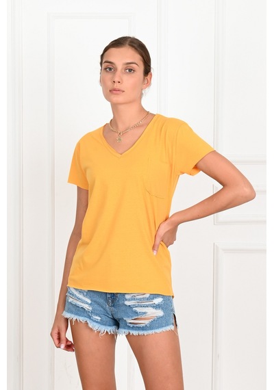 Kadın Basic Cepli Tshirt 8328 001