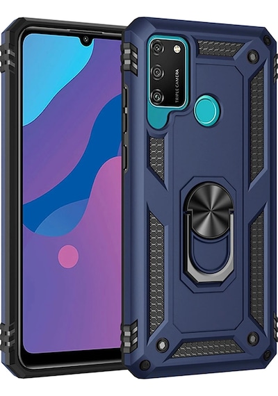 Gld-spt- Newface Huawei Y6p Kılıf Sofya Yüzüklü Silikon Kapak - Lacivert