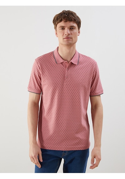 Lcwaıkıkı Classic Pembe Polo Yaka Kısa Kollu Desenli Pike Erkek Tişört