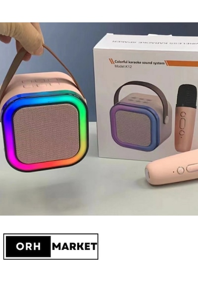 Kablosuz Karaoke Bluetooth Hoparlör Tek Mikrofonlu Rgb Işıklı, Taşınabilir, Usb/sd Parti Hoparlörü
