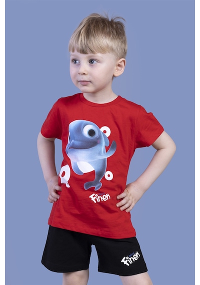 Toontoy Kids Toontoy Erkek Çocuk Balık Baskılı Şortlu Takım Kırmızı