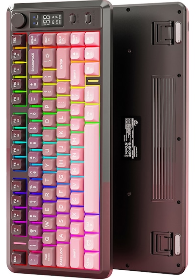 M75 Kablosuz 2.4ghz Kablosuz + Bt Çift Modlu Klavye Led Ekranlı Oyun Klavyesi İle Pbt Knob Rainbow M75 Kablosuz 2.4ghz Kablosuz + Bt Çift Modlu Klavye Led Ekranlı Oyun Klavyesi İle Pbt Knob Rainbow