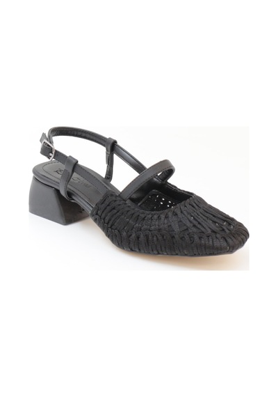 Nesilshoes Nesil Shoes Pine 2023 Siyah Topuklu Örgü Kadın Sandalet
