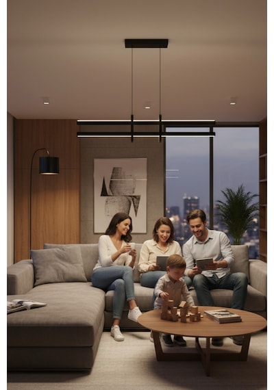 Halo Bronz Lineer Led Sarkıt Avize Kumandalı Dim Edilebilir Yukarı & Aşağı Işık Beyaz Işık