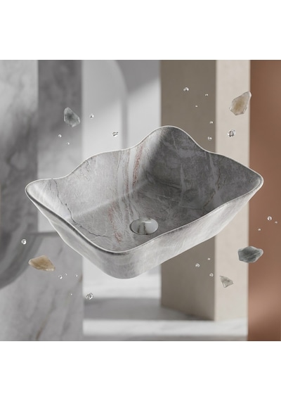 Ey-4810m Mermer Desenli Tezgah Üstü Lavabo Renkli