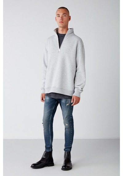Grımelange Frame Erkek Yarım Fermuarlı Dik Yakalı Yumuşacık Kumaşlı Polarlı Regular Grimelanj Sweatshirt Grımelange Frame Erkek Yarım Fermuarlı Dik Yakalı Yumuşacık Kumaşlı Polarlı Regular Grimelanj Sweatshirt
