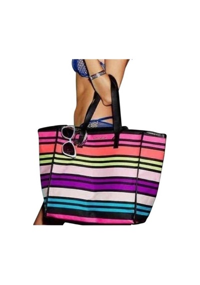 Victoria's Secret Vs Rainbow Kanvas Tote Seyahat Çantası Çok Renkli