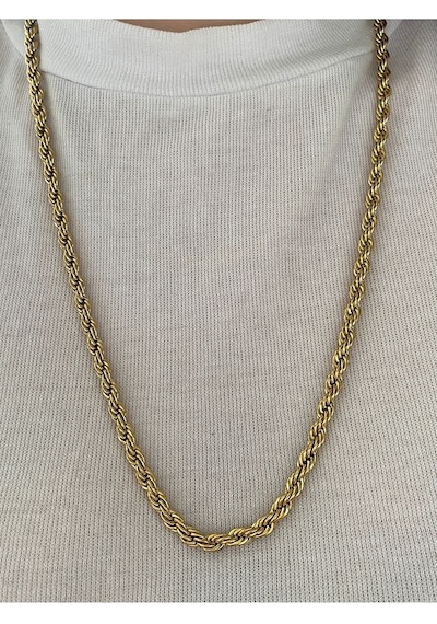 60 Cm Kalın Burgu Zincir Çelik Kararmaz Kadın Gold Kolye Altın