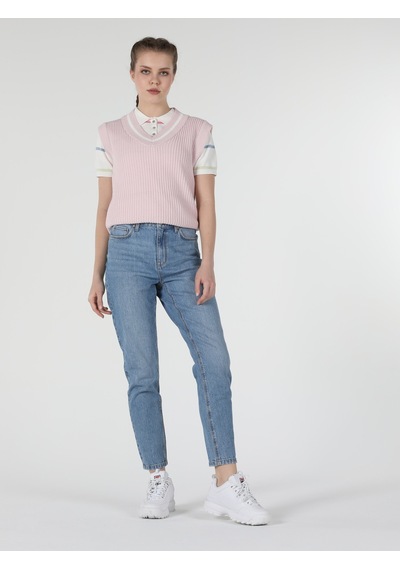 Colin's Regular Fit V Yaka Triko Pembe Kadın Kazak CL1057397_Q1.V1_PIN Pembe