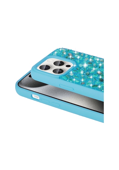 Apple Uyumlu iPhone 15 Pro Max Kılıf Parlak Taşlı Tasarım Zore Linea Diamond Kapak Light Green
