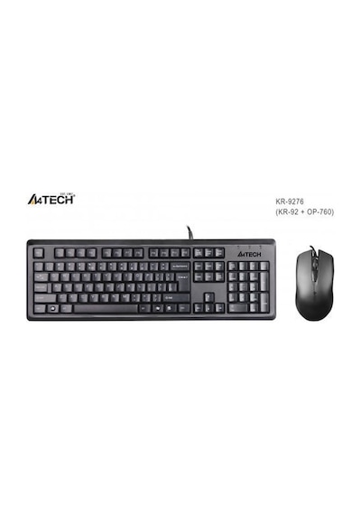 A4 Tech Kr-9276, Siyah, Usb Kablolu, Türkçe Q, Multimedya, Klavye Mouse Set