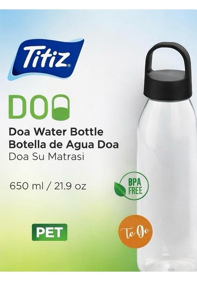 650 Ml Doa Su Matarası - Bpa Free Pet Spor Matara Siyah Kapak Çok Renkli