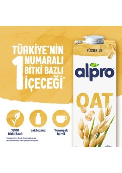 1 L Laktozsuz Vegan Yulaf Sütü