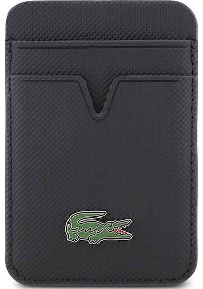 Lacoste Orjinal Lisanslı 2 Hazneli Pu Pike Desenli İkonik Timsah Logolu Magnetik Kartlık Lacivert