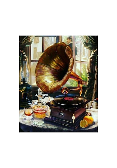 Sarhoş Gramafon Çerçevesiz 90x110 Bul-boya Seti