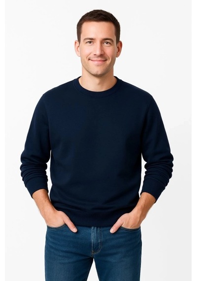 Vexor Erkek Üç İplik Düz Bisiklet Yaka Sweatshirt - Lacivert
