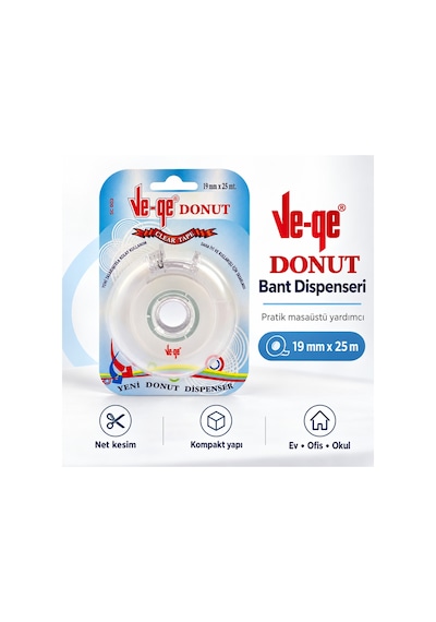 Donut Şeffaf Bant Dispenseri 19 Mm X 25 M 1