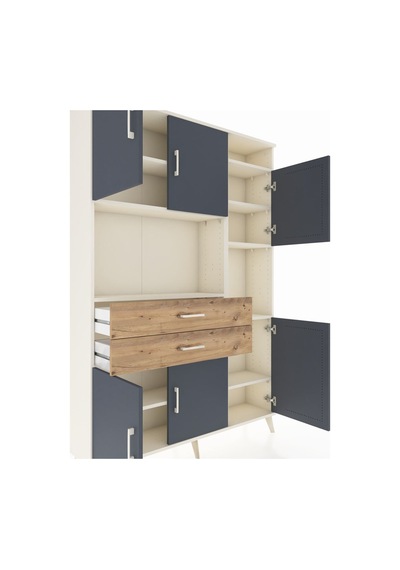 Arges Dolap 9 Raflı 2 Çekmeceli 6 Kapaklı 132x30x195 Aytaşı-antrasit/çam Antrasıt/atlas Çam