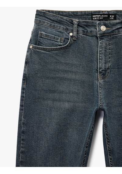 Koton Normal Bel Pamuklu Slim Fit Jean Pantolon - Brad Jean İndigo Stone 6wam40234nd İndigo - Taş Koton Normal Bel Pamuklu Slim Fit Jean Pantolon - Brad Jean İndigo Stone 6wam40234nd İndigo - Taş