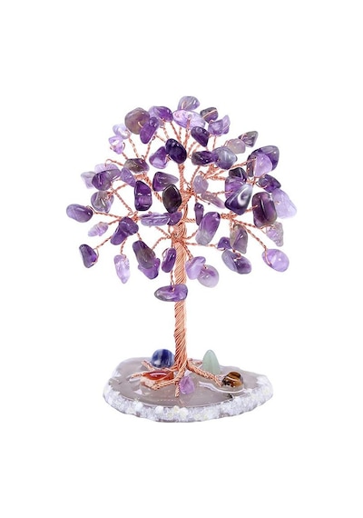Valkyrie Ametist Yaşam Ağacı Kristal Bonsai Doğal Taş Dekor El Yapımı Tel Ağaç Meditasyon & Ofis Masaüstü Süs