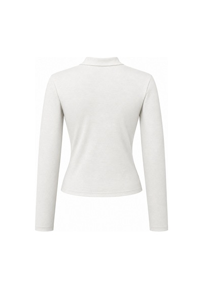 Mixray 2243 Kadın Yarım Balıkçı Yaka Uzun Kollu Slim Fit Bluz Beyaz