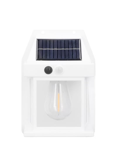 Beyaz 5w Solar / Güneş Enerjili Led Ampullü Duvar Fener Aplik 3200k - Sarı Işık 1 Adet