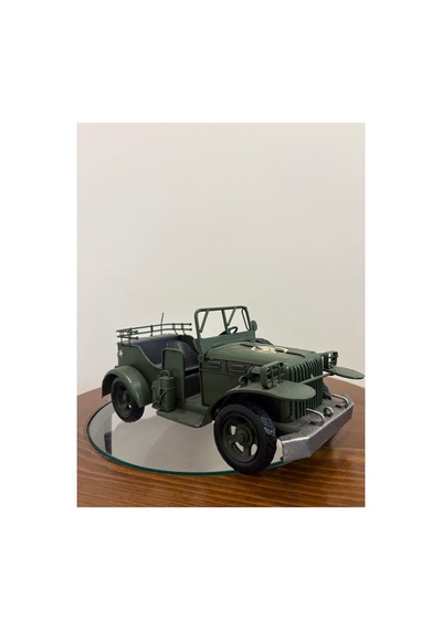 İnce İşçilikli El Yapımı Eskitme Metal Askeri Willys Jeep Maketi Klasik Ev Ve Ofis Dekorasyon