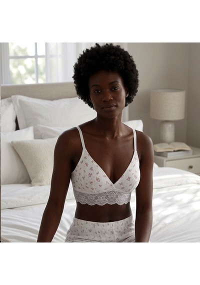 Bonbon Kadın Giyim Likralı Kumaş Dantel Detaylı Bralet Bb2763 Beyaz