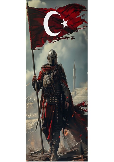 Türk Bayraklı Asker Baskılı Araç Kapı Direk Kaplama Folyo Sticker 2'li Sağ&sol