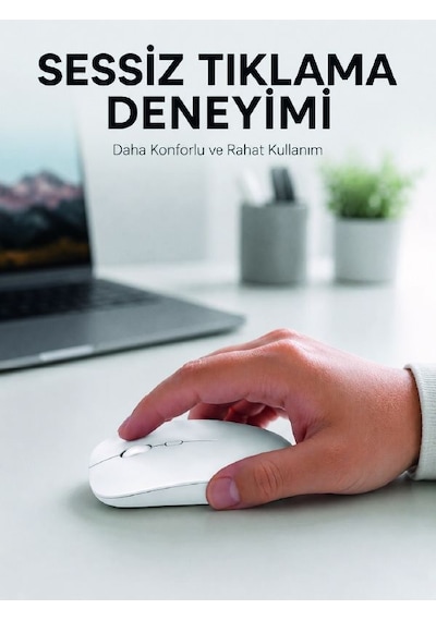 Şarjlı Wireless Mouse Bluetooth Çift Modlu Sessiz Yüksek Hassasiyetli Fare Diğer