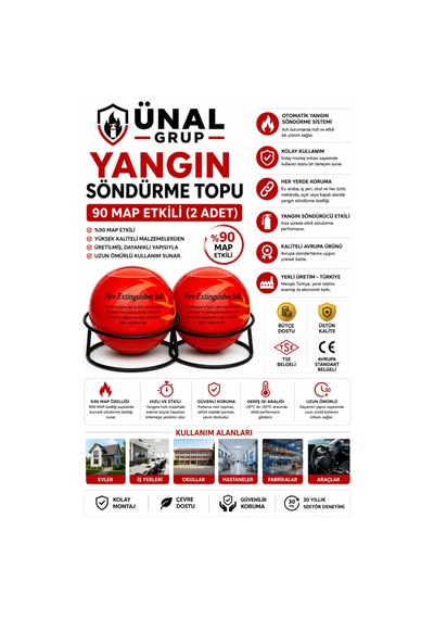 Yangın Söndürme Topu 90 Map Etkili 2 Adet Ev İş Yeri Araç Uyumlu