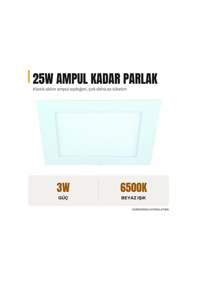 Jupıter Beyaz 3w Slim Led Panel Armatür 6500k Beyaz Işık - Ld450-b865