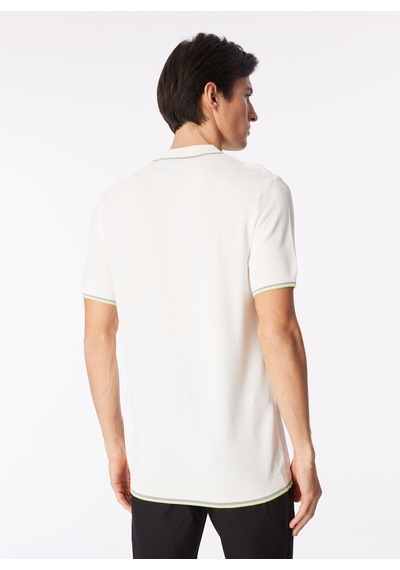 Fabrika Comfort Polo Yaka Regular Fit Jakarlı Kırık Beyaz Erkek Rayon Karışımlı Kazak Fc4sm-kzk 0781