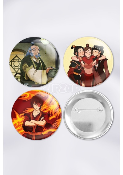 Avatar Atla Son Hava Bükücü Anime Animasyon Çanta Süsü Rozet İğneli Buton Rozet Seti 3 Adet Çok Renkli