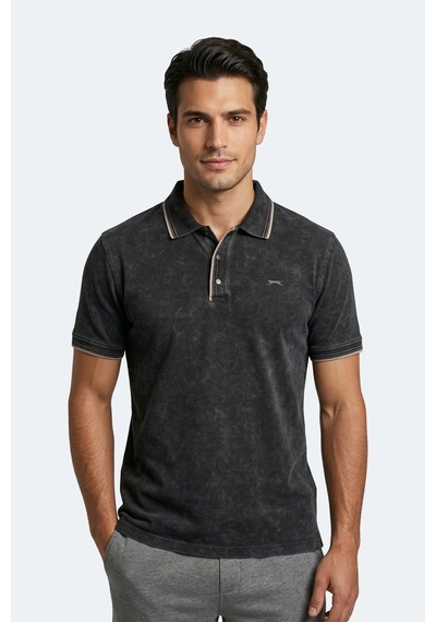 Slazenger Zale Erkek Polo Yaka Siyah Tişört