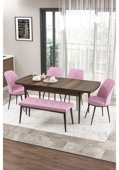 Canisa Zen Serisi 80x132 Mdf Açılabilir Barok Ahşap Desen Masa Takımı 4 Pembe Sandalye Ve 1 Bench Masa Barok Sandalye Ve Bench Pembe Canisa Zen Serisi 80x132 Mdf Açılabilir Barok Ahşap Desen Masa Takımı 4 Pembe Sandalye Ve 1 Bench Masa Barok Sandalye Ve Bench Pembe