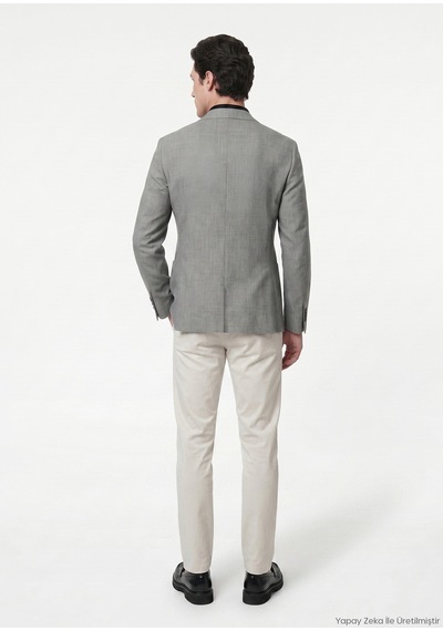 Ramsey Gri Shirt Shoulder Slim Fit %100 Keten Ceket
