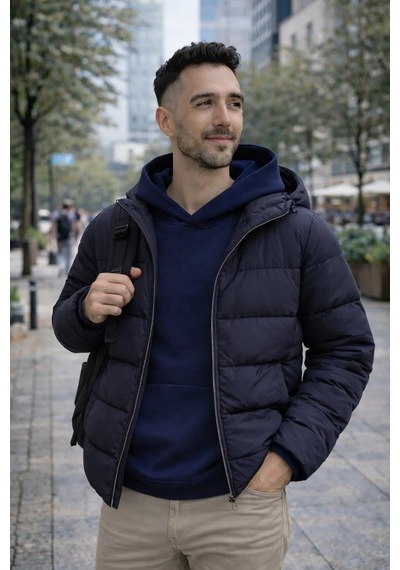 Luxic Core Oversize Erkek Kapüşonlu Sweatshirt Geniş Kalıp, Rahat Kesim, Günlük Ve Şık Kullanım Lacivert