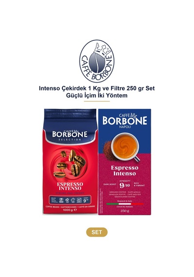 Caffe Borbone Intenso Çekirdek 1 Kg Ve Filtre 250 Gr Set Güçlü İçim İki Yöntem Diğer